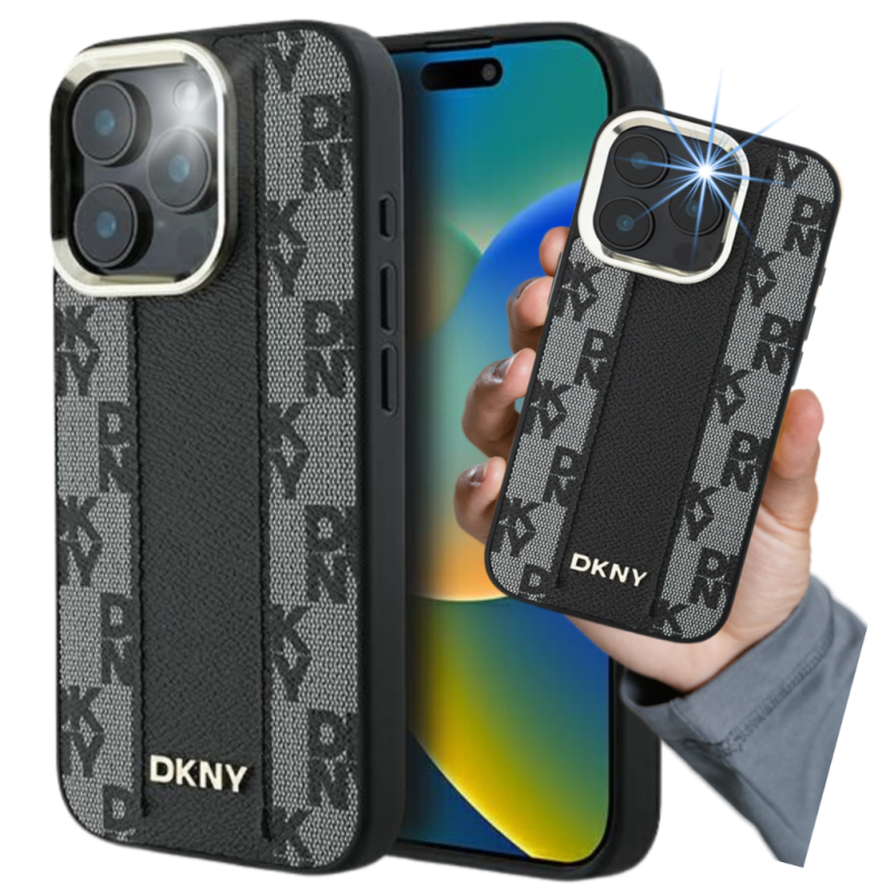 Etui DKNY Checkered Pattern Magsafe do iPhone 16 Pro Max,  czarne