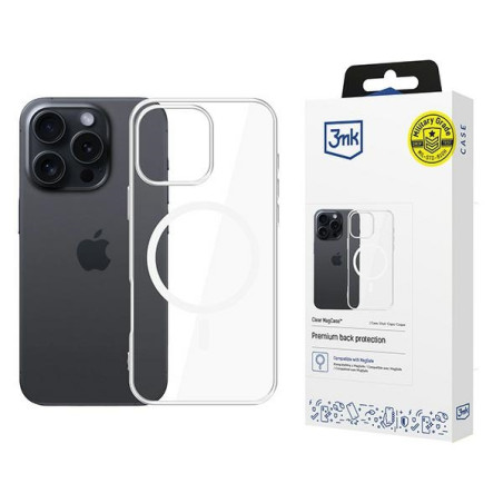 Etui 3mk Clear MagCase do MagSafe, do iPhone 16 Pro Max, przezroczysto-białe
