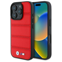 Etui BMW M Perforated And Stitched Line MagSafe do iPhone 16 Pro Max, czerwone