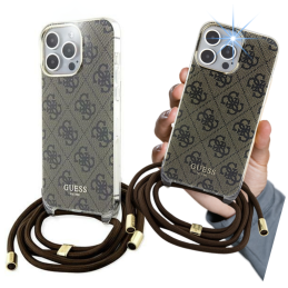 Etui Guess Crossbody Cord 4G Print do iPhone 16 Pro Max, brązowy/brown