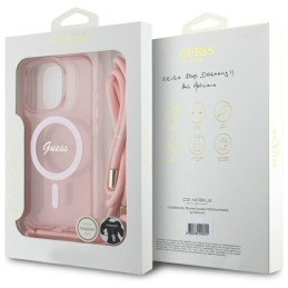 Etui Guess Crossbody Cord Script MagSafe do iPhone 16 Pro Max, różowy/pink