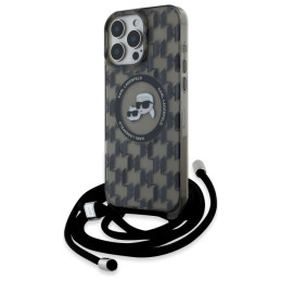 Etui Karl Lagerfeld IML Crossbody Monogram Karl & Choupette Head MagSafe do iPhone 16 Pro Max, czarne