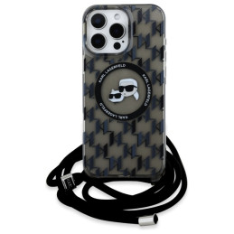 Etui Karl Lagerfeld IML Crossbody Monogram Karl & Choupette Head MagSafe do iPhone 16 Pro Max, czarne