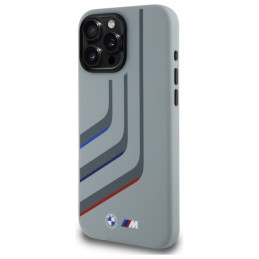 Etui BMW Silicone Turning Lines MagSafe do iPhone 16 Pro Max, szary/grey