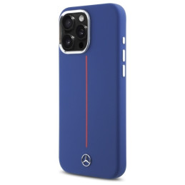 Etui Mercedes Silicone Red Stripe MagSafe do iPhone 16 Pro Max, granatowy/navy