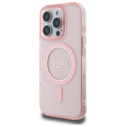 Etui Guess IML Glitter Circle MagSafe do iPhone 16 Pro Max, różowy/pink