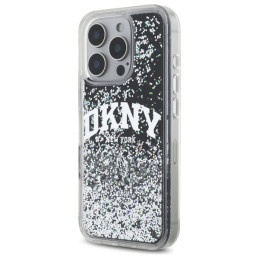 Etui DKNY Liquid Glitter Arch Logo do iPhone 16 Pro Max, czarne