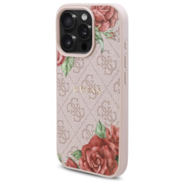 Etui Guess 4G Flowers Print MagSafe do iPhone 16 Pro Max, różowy/pink
