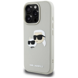 Etui Karl Lagerfeld HC 3D Rubber Double Heads do iPhone 16 Pro Max, beżowy
