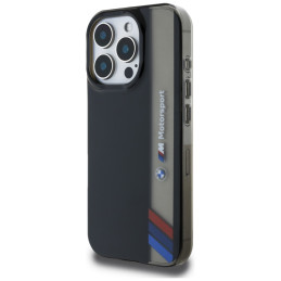 Etui BMW Motorsport IML Vertical Stripe do iPhone 16 Pro Max, czarny