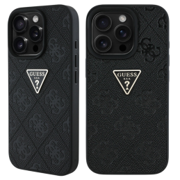 Etui Guess Hot Stamp 4G Pattern Triangle Metal Logo do iPhone 16 Pro Max, czarny