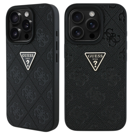 Etui Guess Hot Stamp 4G Pattern Triangle Metal Logo do iPhone 16 Pro Max, czarny