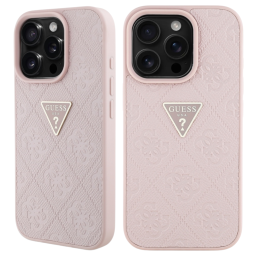 Etui Guess Hot Stamp 4G Pattern Triangle Metal Logo do iPhone 16 Pro Max, różowy