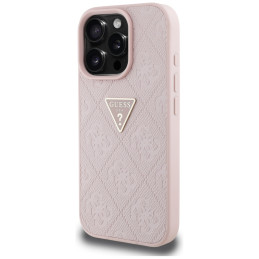 Etui Guess Hot Stamp 4G Pattern Triangle Metal Logo do iPhone 16 Pro Max, różowy