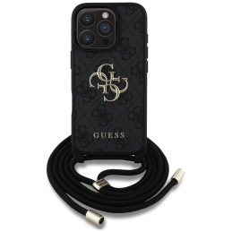 Etui Guess 4G Big Logo Cord Stap Crossbody do iPhone 16 Pro Max, czarny