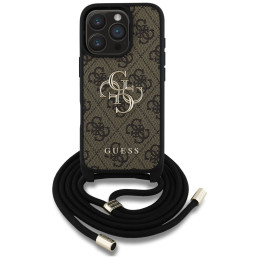 Etui Guess 4G Big Logo Cord Stap Crossbody do iPhone 16 Pro Max, brązowy