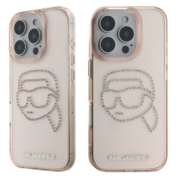 Etui Karl Lagerfeld IML Rhinestones Karl Head do iPhone 16 Pro Max, różowy