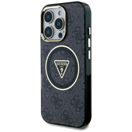 Etui Guess IML Metal Glitter 4G Circle Triangle MagSafe do iPhone 16 Pro Max czarny