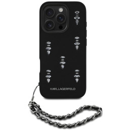 Etui Karl Lagerfeld Saffiano Crystals w/Chain do iPhone 16 Pro Max czarny