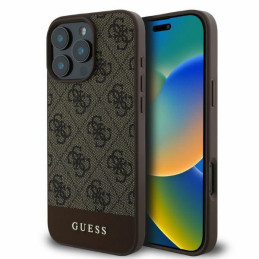 Etui Guess 4G Bottom Stripe do iPhone 16 Pro, brązowy/brown