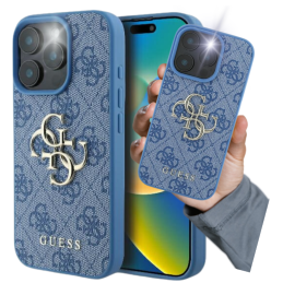 Etui Guess 4G Big Logo do iPhone 16 Pro, niebieskie