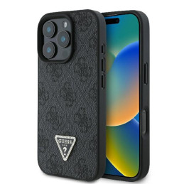 Etui Guess Leather 4G Triangle Strass do iPhone 16 Pro, czarne