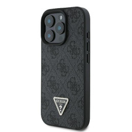Etui Guess Leather 4G Triangle Strass do iPhone 16 Pro, czarne