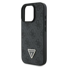 Etui Guess Leather 4G Triangle Strass do iPhone 16 Pro, czarne