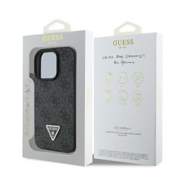 Etui Guess Leather 4G Triangle Strass do iPhone 16 Pro, czarne