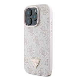 Etui Guess Leather 4G Triangle Strass do iPhone 16 Pro, różowy/pink