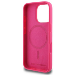 Etui Karl Lagerfeld Silicone Choupette Head Print MagSafe do iPhone 16 Pro, fuksja/fuschia