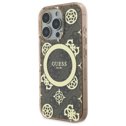 Etui Guess IML Peony On 4G Background MagSafe do iPhone 16 Pro, brązowy/brown