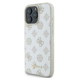 Etui Guess Peony Script Logo MagSafe do iPhone 16 Pro, biały/white