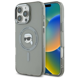 Etui Karl Lagerfeld IML Metal Karl Head MagSafe do iPhone 16 Pro, czarne