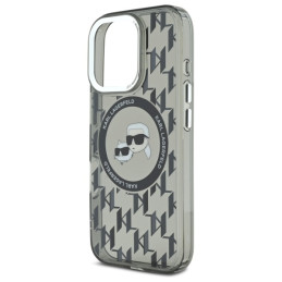 Etui Karl Lagerfeld IML Monogram Karl&Choupette Head MagSafe do iPhone 16 Pro, czarne
