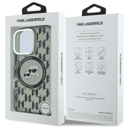 Etui Karl Lagerfeld IML Monogram Karl&Choupette Head MagSafe do iPhone 16 Pro, czarne