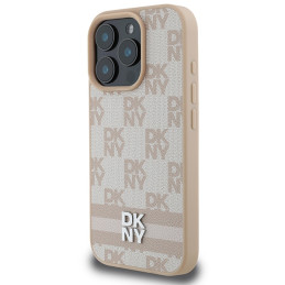 Etui DKNY Checkered Pattern & Printed Stripes do iPhone 16 Pro, różowe