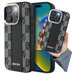 Etui DKNY Checkered Pattern Magsafe do iPhone 16 Pro,  czarne