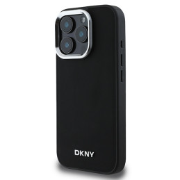 Etui DKNY Plain Silver Logo MagSafe do iPhone 16 Pro, czarne