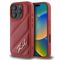 Etui Karl Lagerfeld Quilted Signature do iPhone 16 Pro, czerwone