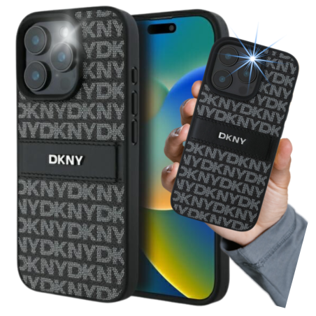 Etui DKNY Texture Pattern Tonal Stripe do iPhone 16 Pro, czarne