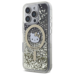 Etui Hello Kitty Liquid Glitter Fever MagSafe do iPhone 16 Pro, czarny złoty/black