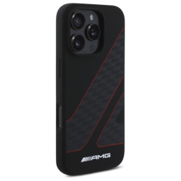 Etui AMG Checkered Flag Pattern MagSafe do iPhone 16 Pro, czarne