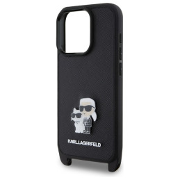 Etui Karl Lagerfeld Saffiano Karl&Choupette Metal Pin CBDY Strap do iPhone 16 Pro , czarne