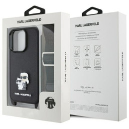 Etui Karl Lagerfeld Saffiano Karl&Choupette Metal Pin CBDY Strap do iPhone 16 Pro , czarne