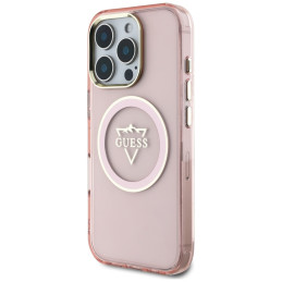 Etui Guess IML Metal Mountain Logo MagSafe do iPhone 16 Pro, różowy