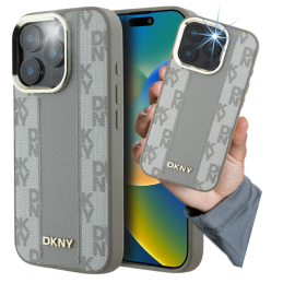 Etui DKNY Checkered Pattern Magsafe do iPhone 16 Pro, beżowe