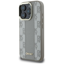 Etui DKNY Checkered Pattern Magsafe do iPhone 16 Pro, beżowe
