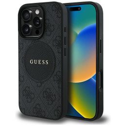 Etui Guess 4G Circle Classic Logo do MagSafe do iPhone 16 Pro, czarne