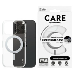 Etui CARE by PanzerGlass Feature Kickstand do MagSafe do iPhone 16 Pro, srebrne